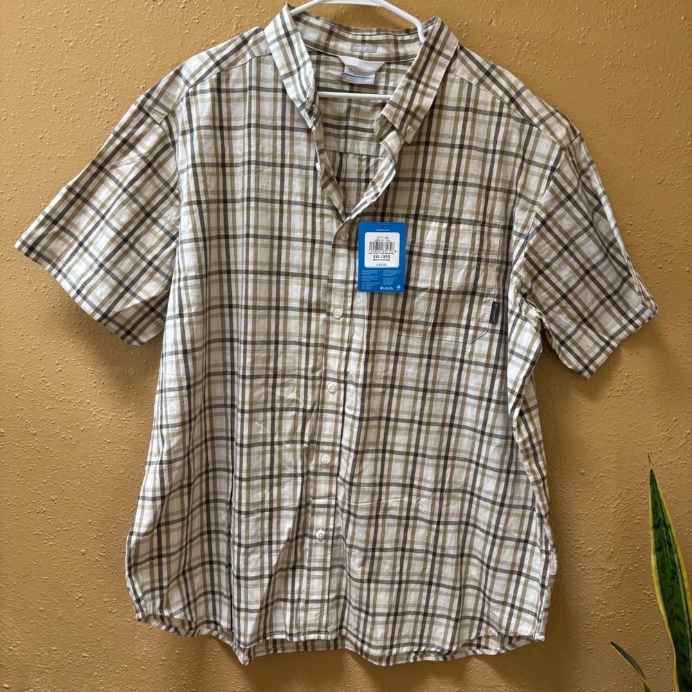 Columbia Rapid Rivers II Mens XXL Brown Plaid Short Sleeve Button Down Shirt NEW